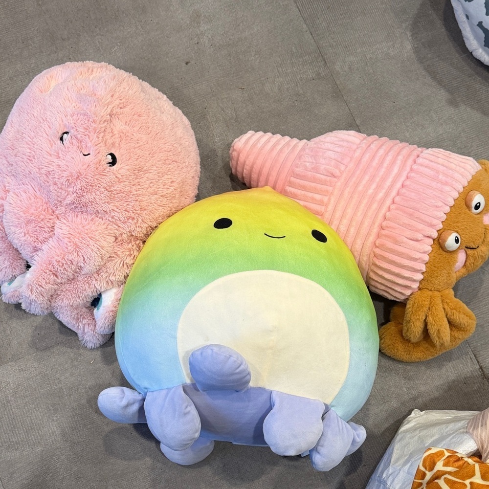 Squishmallows Jelly Fish Octopus and Crab Stuffed Animal Bundle Medium Size